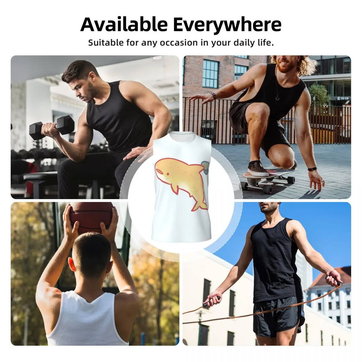 Lemon Shark Men Sleeveless Tank Tops Quick Dry Breathable Gym Fitness Running Summer Casual Sport Vest view 6