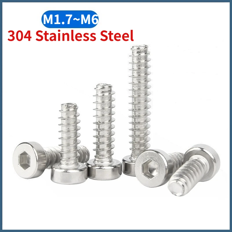 Beicai M1.7 - M6 Hb 304 Stainless Steel Allen Hex Hexagon Socket Thin Low Short Profile Cap Flat Tail Self Tapping Screw