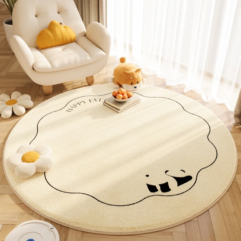 VIKAMA 2025 New Style Ins Round Imitation Cashmere Carpet Sofa Cushion Balcony Bedroom Rocking Chair Makeup Chair Foot Mat