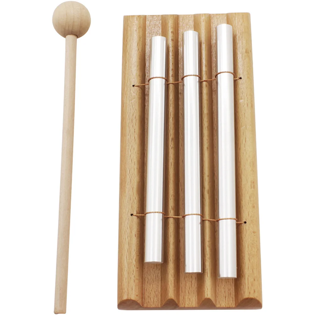 

3 Note Percussion Chime Made of Aluminum Tube and Solid Beech Wood Portable Musical Instrument for Adults Kids Meditation Sound