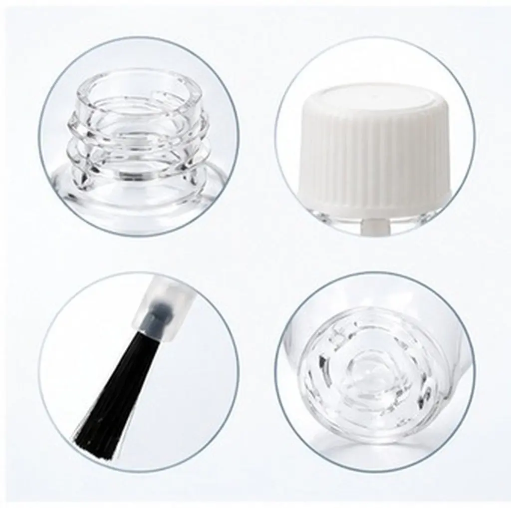20Pcs Nail Polish Bottles Clear Refillable Plastic Brush Cap Portable Cuticle Oil Containers Nail Art Glue Applicator Travel
