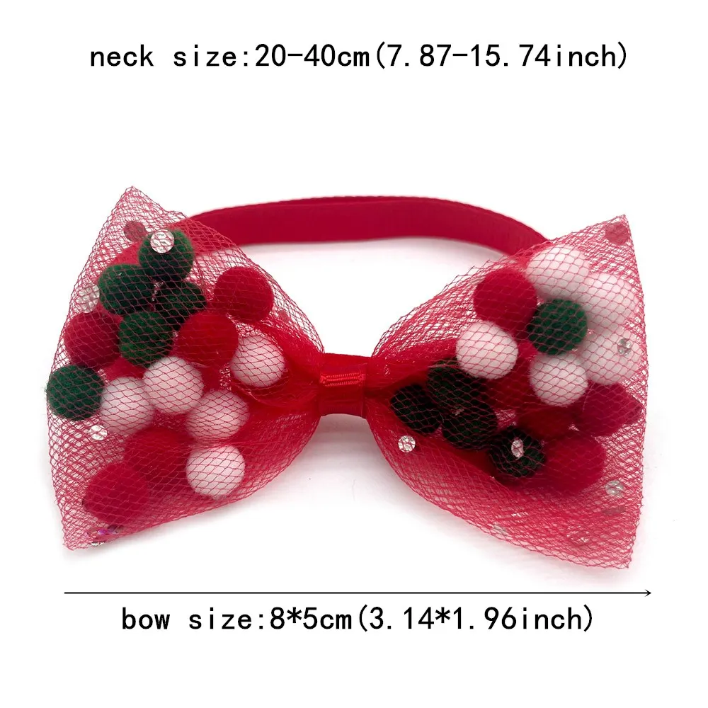 50/100pcs Christmas Puppy Accessories Dog Bow Tie Necktie Hairball Style Dogs Bowties Neckties Small Dog Cat Grooming Collar Tie