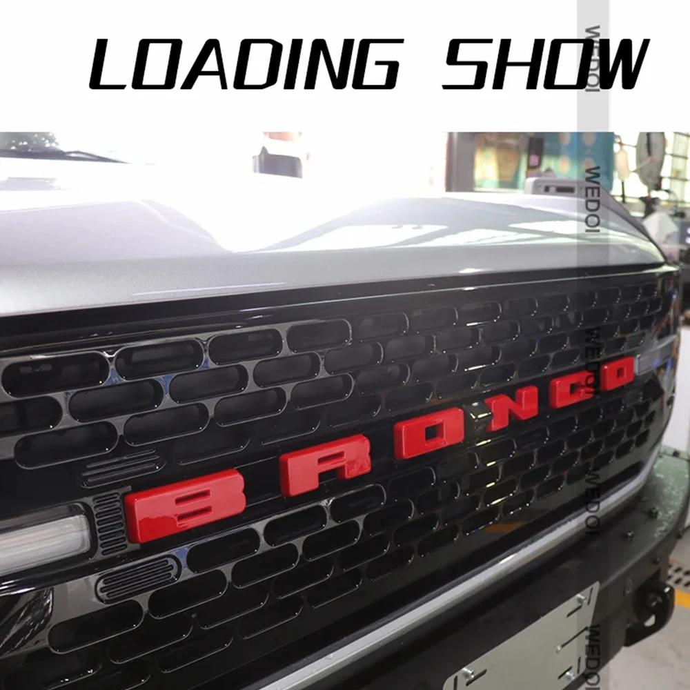 الجبهة ABS رسالة ملصق ل 2021-2022 فورد برونكو شعار رسالة غطاء الزخرفية المصد الأمامي مصبغة شعار غطاء الكسوة قطع غيار السيارات #6
