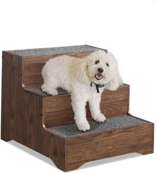 Wooden Dog Stairs and Sturdy Pet Steps for High Beds or Couches | Premium Non-Slip Design Protects Elderly Injured Joints, Offer
