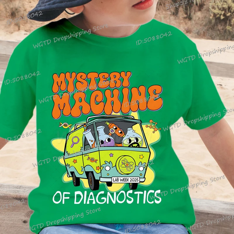 

Kids T Shirts Mystery Machine of Diagnostics Cartoon Print Boys T Shirt Summer Casual Short Sleeve Baby Girls Clothes Tee Tops
