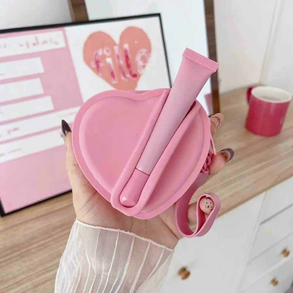 Compact Heart Silicone Storage Bag Portable Lipstick Pouch Earphone Case Coin Purse Soft Travel Organizer Gadget