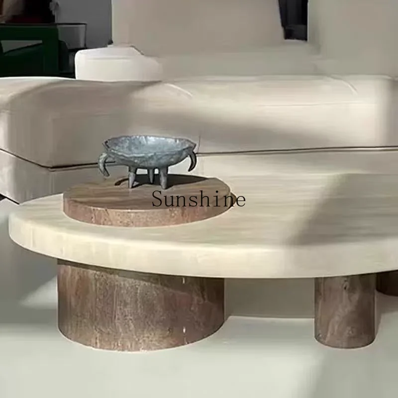

Wabi Sandy imported natural travertine coffee table living room home special-shaped creative tea table