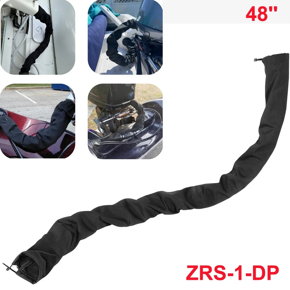 

48 Inch Long Black Zippered Rigging Sleeve, ZRS-1-DP Casing, Trolling Motor Cable Organizer Sleeve Black for All Control Cables