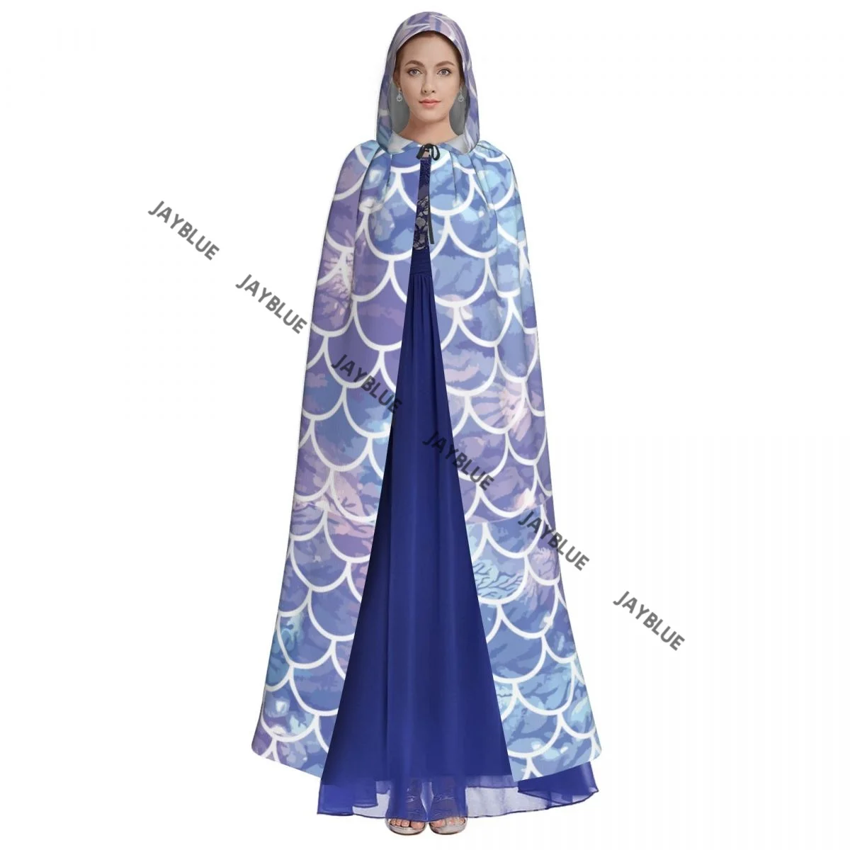 Unisex Adult Lilac Mermaid Scales Cloak with Hood Long Witch Costume Cosplay