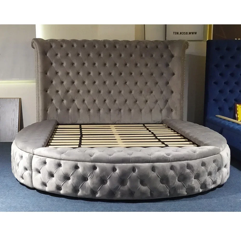 

Bedroom Furniture Bedding Camas Matrimonial Solid Wood Luxury Tufted Upholstered King Size Bed with Storage