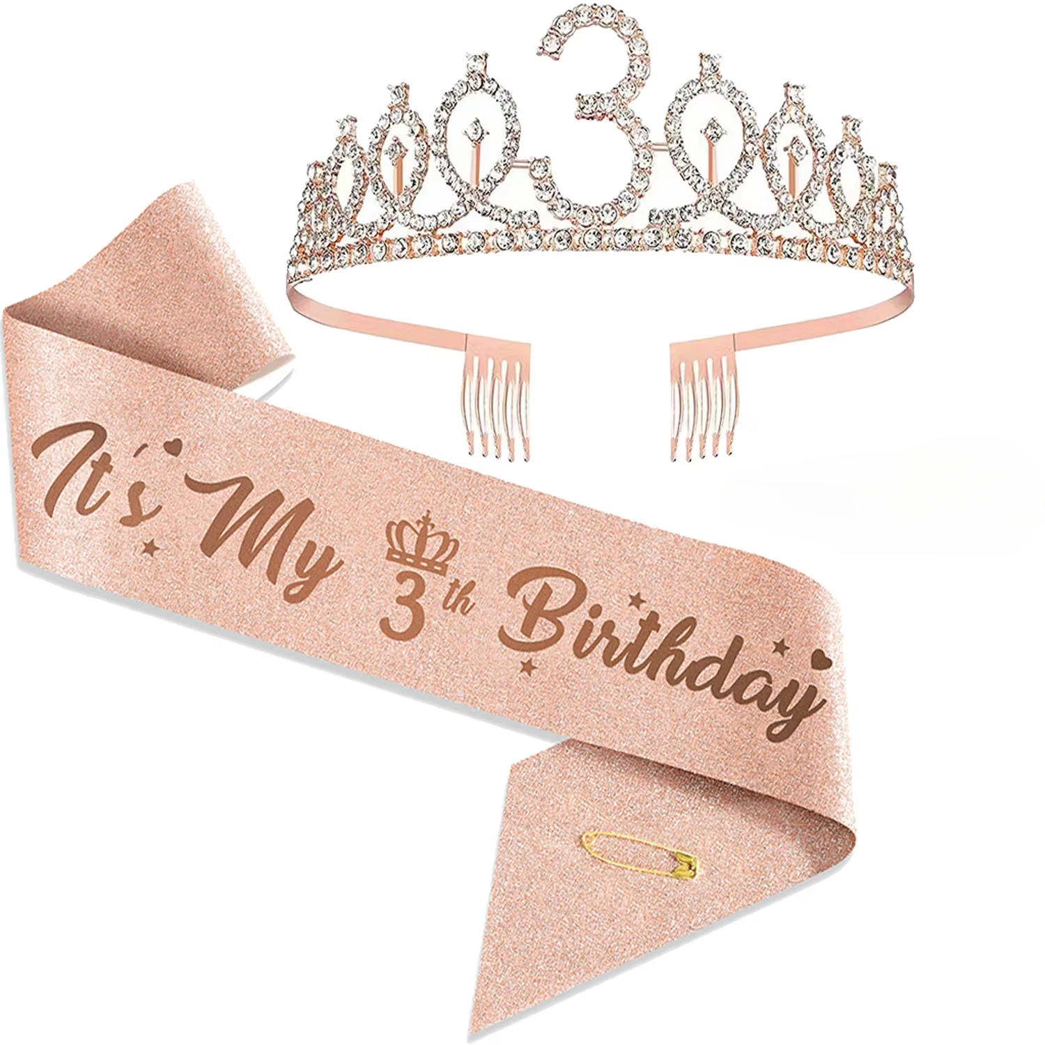 3 4 5 6 7 10 15 18 21 30 50 Birthday Girl Queen Satin Sash Crystal Crown for Women Kids Birthday Decorations DIY Party Supplies