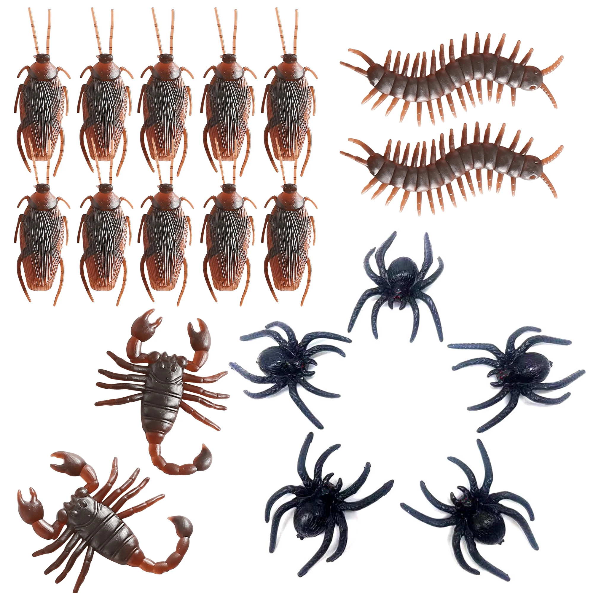 10PCS/Set Insect Ornaments Simulated Cockroach Spider Centipede Scorpion Halloween Party Ghosthouse Decorations DIY Material ZYF