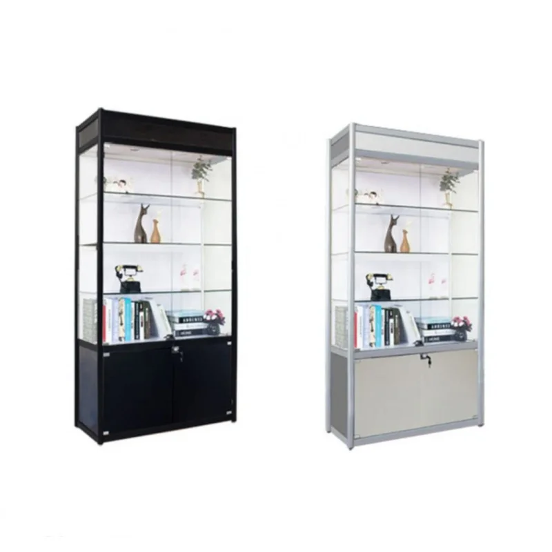 customized.Cheap Price Aluminium Profile Showcase Smoke Shop Display Showcase Retail Display