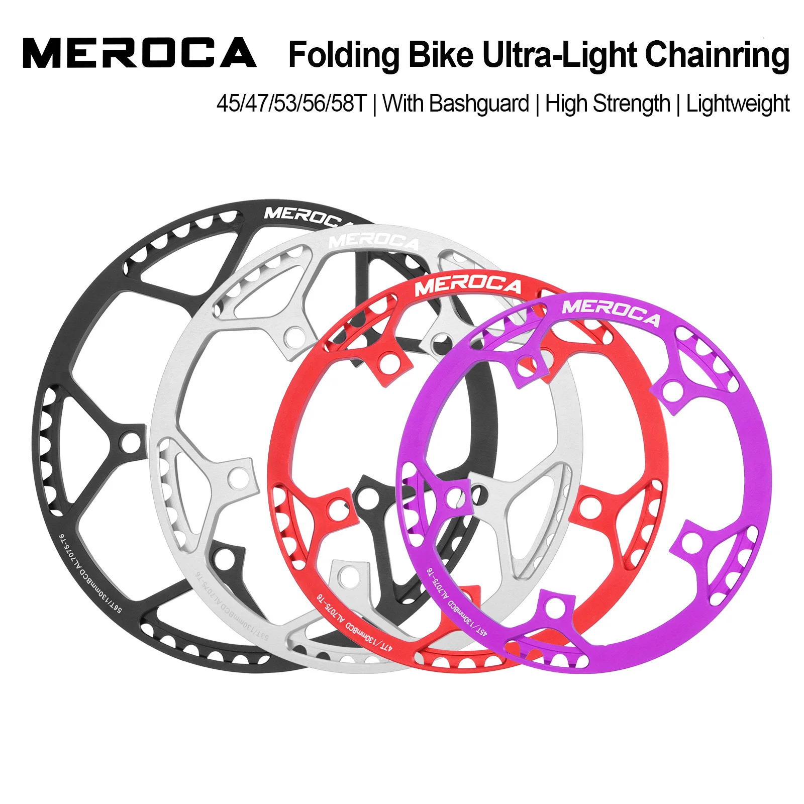 

MEROCA 130BCD складное велосипедное кольцо с защитной пластиной из алюминиевого сплава 47/53/56/58T BMX велосипедная одинарная звездочка