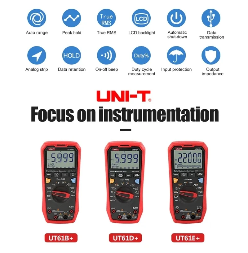 UNI-T UT61D+ Plus Multimeter Analog Digital Electrical Tester 22000 Counts Ammeter Voltmeter Professional Multi Meter