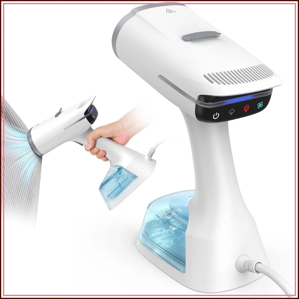 

Handheld Garment Steamer with 270ml Tank, 3500Pa Suction, LED Touch Screen, Portable Vacuum Iron for Wrinkle Removal, 110-120V
