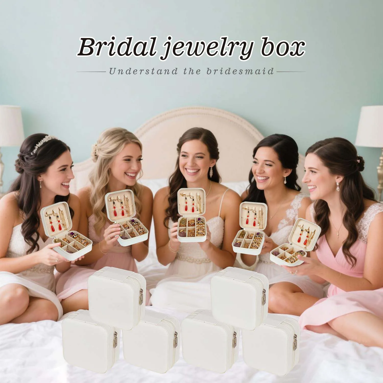 6-50pcs Travel Jewelry Case Bridesmaid Gifts Portable Jewellry Organizer Box for Wedding Guests Birthday Party Favor Storage Box view 2