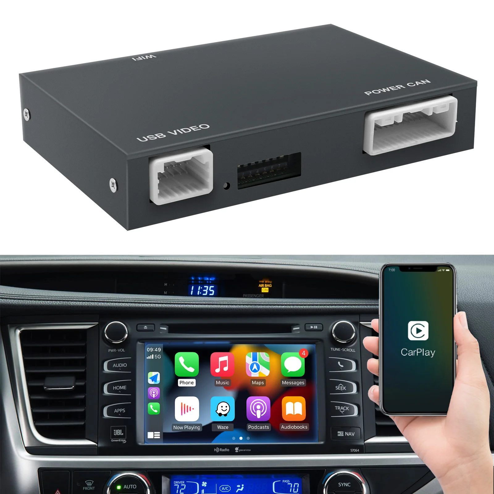 Drahtlose Carplay Android Auto Für TOYOTA Auris Yaris Avensis RAV4 Prius C-HR Corolla Camry Decoder Box, Airplay Spiegel Cast,