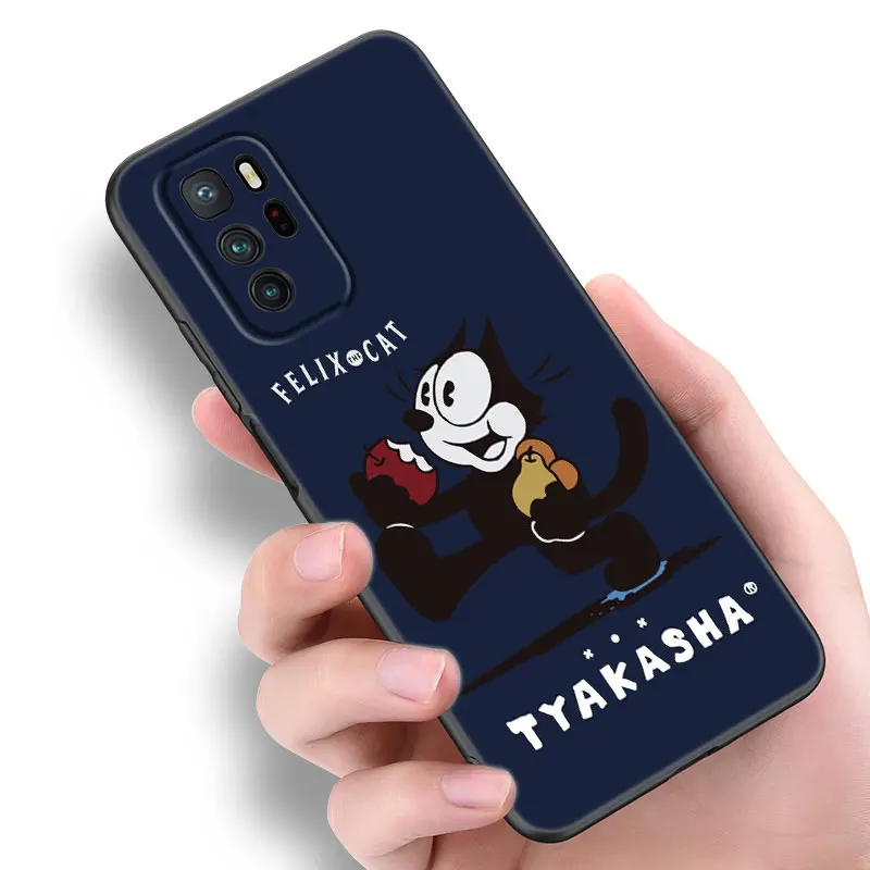 Cartoon F-Felix the C-Cats Black Silicone Phone Case For Xiaomi Redmi Note 9 10 11 11S 11T 12 13 Pro 5G Plus 9S 10S 12S