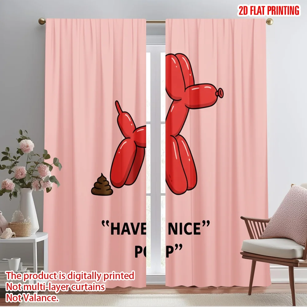

2pcs 2D flat printing Drapes Funny Dog Pooping Balloon Polyester Without Electricity Seasonal Party & Holiday Decor for Wall art