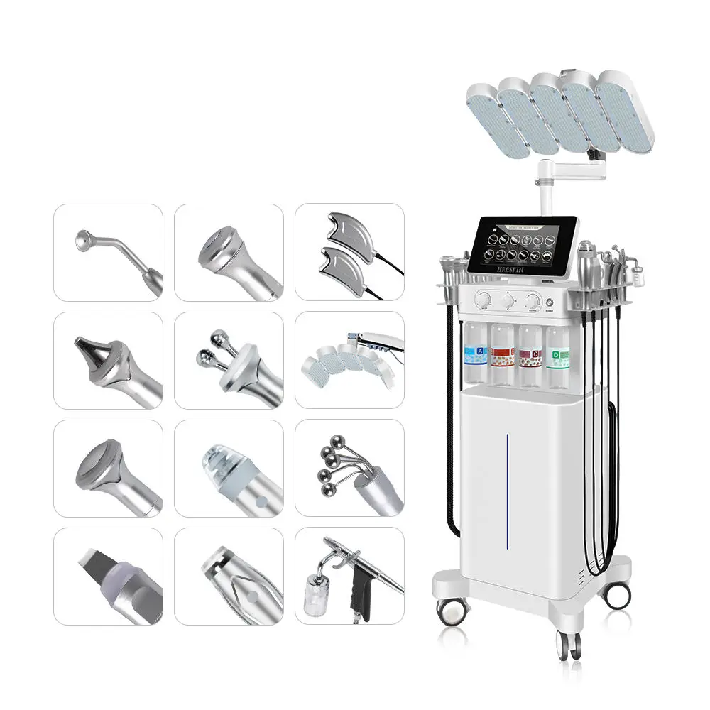 2026 New Rotation Hydro Cleaning Head Bio Roller LED Hydra Beauty Facial Machine with Facial Exfoliator Tool