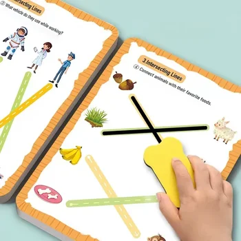Libro di addestramento per il controllo della penna per bambini con penna Riutilizzo Disegno Montessori Libro di pittura cancellabile per la concentrazione dei bambini