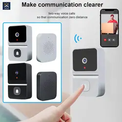 Câmera de campainha sem fio com campainha, visão noturna, 2.4G, Wi-Fi, vídeo inteligente, armazenamento em nuvem, vídeo HD, áudio bidirecional