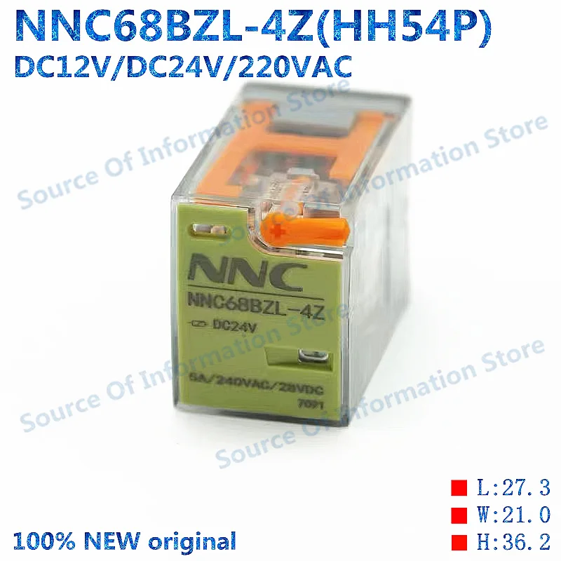 

Electromagnetic Relay, NNC68BZL-4Z-12VDC 24VDC 220VAC, 14PIN, HH54P, MY4, 100% New