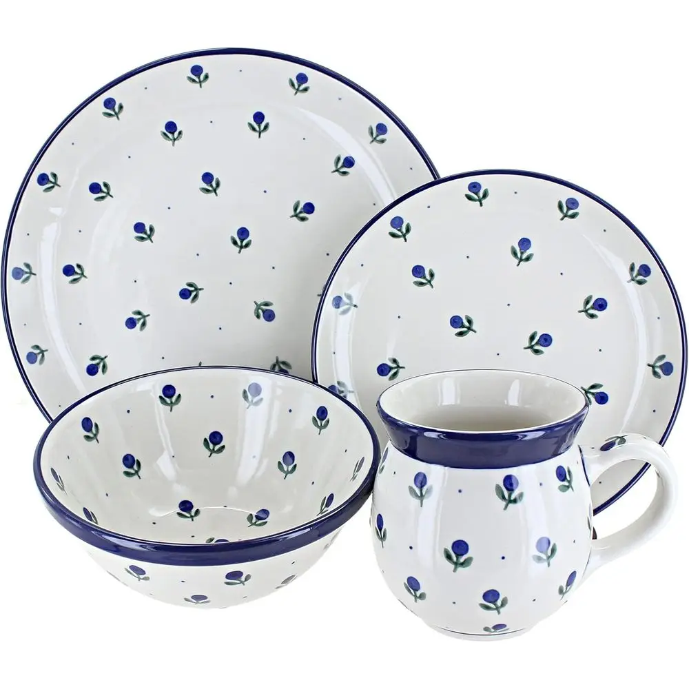 

16-Piece Blueberry Dinnerware Set - 4 Place Settings for Everyday or Formal Dining