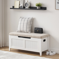 Upholstered Storage Trunk with 2 Safety Hinges Storage Bench Flip-Top Toy Chest Shoe Bench for Entryway, Bedroom, Living Room