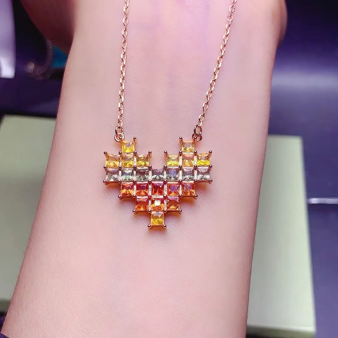 KJJEAXCMY High quality Natural Colored Sapphire Pendant S925 Silver Inlaid Simple Jewelry Palace Fashion Design Women's Jewelry