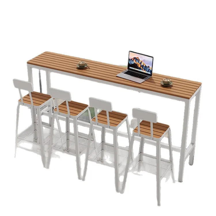 Outdoor bar table and chairs Outdoor anti-corrosion sunscreen waterproof wall high table Coffee shop terrace long