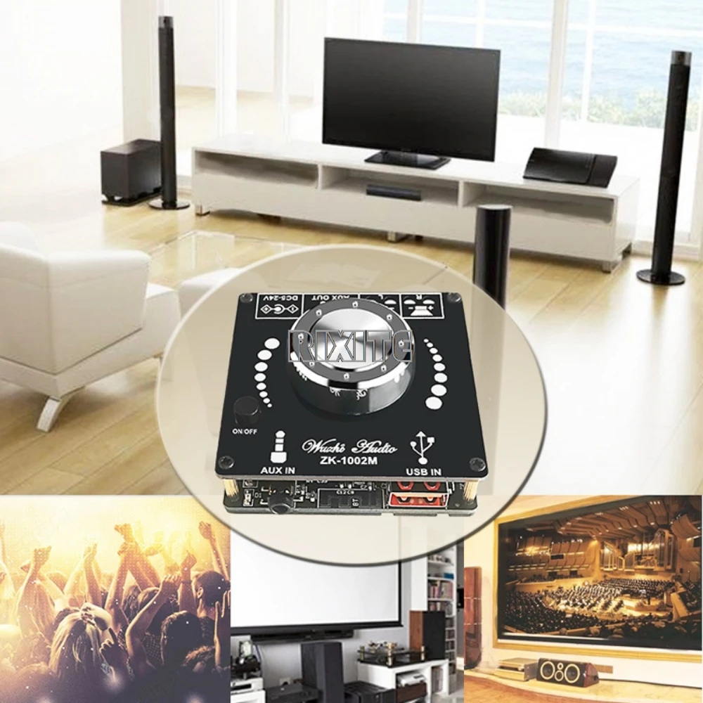 100W + 100W Bluetooth 5.0 podwójny kanał moc płyta wzmacniacza audio Stereo AMP wzmacniacz dźwięku kino domowe AUX USB ZK-1002M — zdjęcie produktu 6
