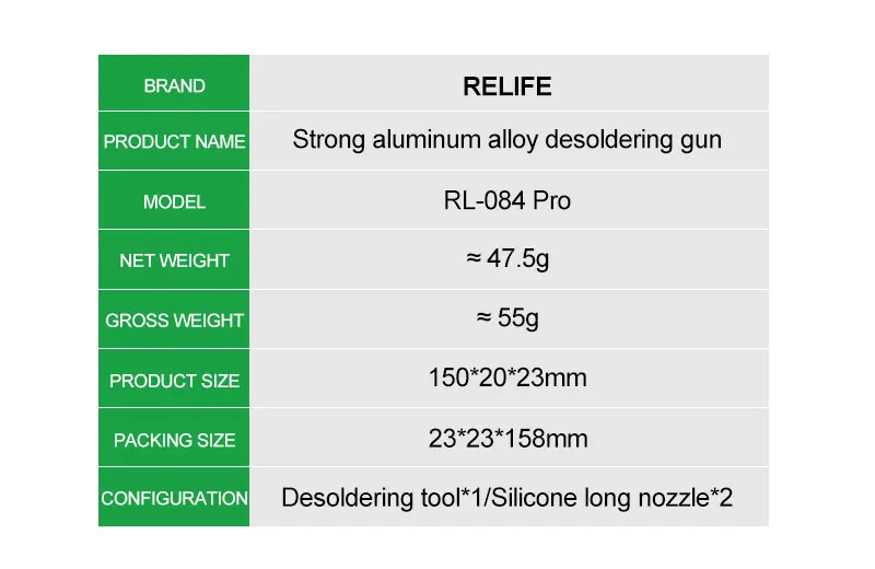 RELIFE RL-084 Pro Strong Suction Aluminum Alloy Desoldering Sucker Powerful Vacuum Suction for PCB Soldering Removal & Repair