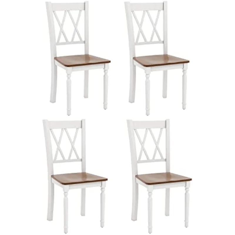 Dining Room Chairs Set of 4 Wooden Farmhouse Kitchen Chairs with Rubber Wood Seat, Acacia Wood Legs, Max Load 360 Lbs