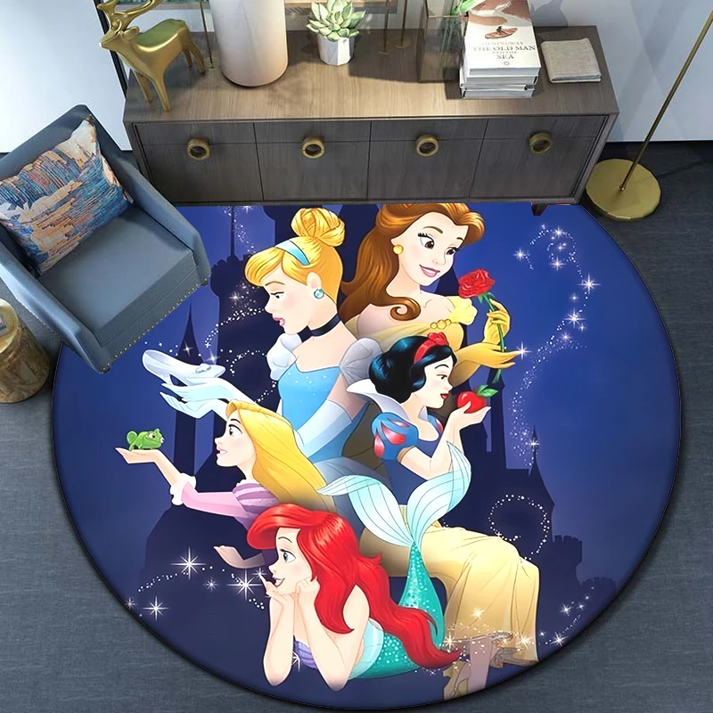 MINISO Fairy princesses HD Printed Circular Carpet, Bedroom Decorative Carpet Living Room Bathroom Picnic Camping Non-slip Mat