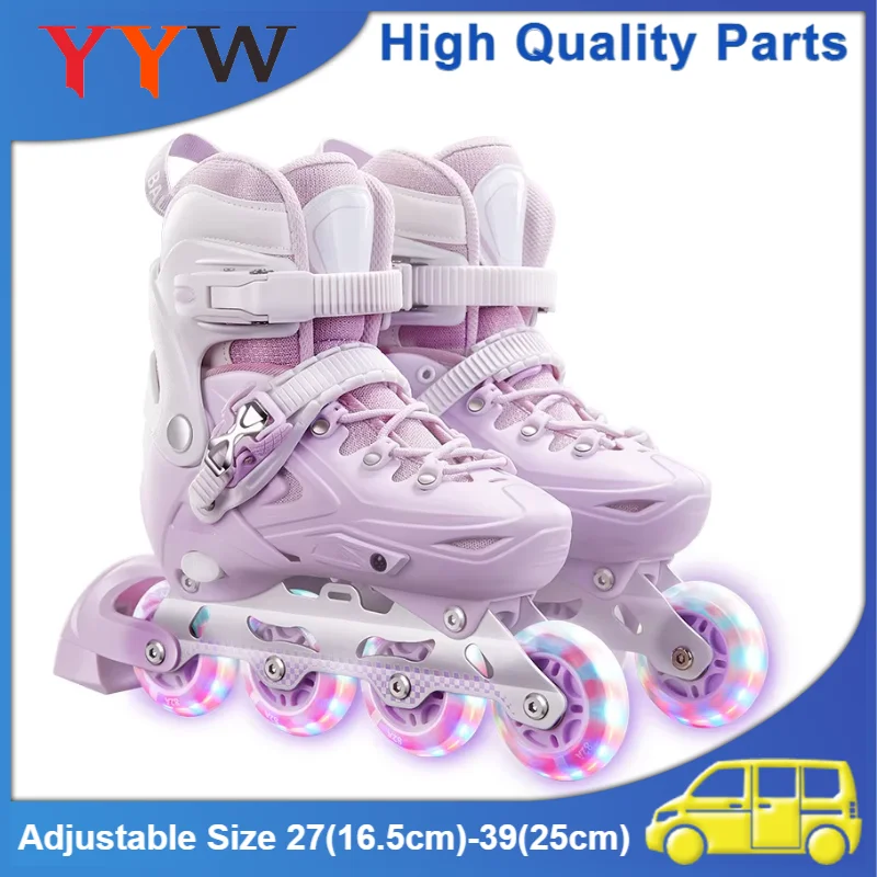 

Inline Roller Skate Shoes Knee Elbow Pads Helmet Set Flashing 4 Wheels Skates Sneakers Outdoor Skating For Beginner Adult Unisex