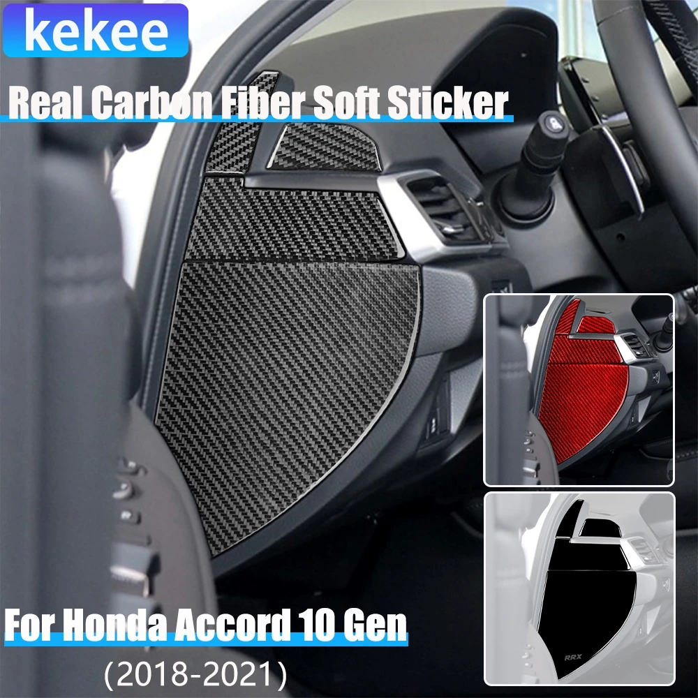 

Настоящее углеродное волокно, автомобильные аксессуары, боковые стороны приборной панели, декоративная крышка, мягкая наклейка для Honda Accord 10-го поколения 2018 2019 2020 2021