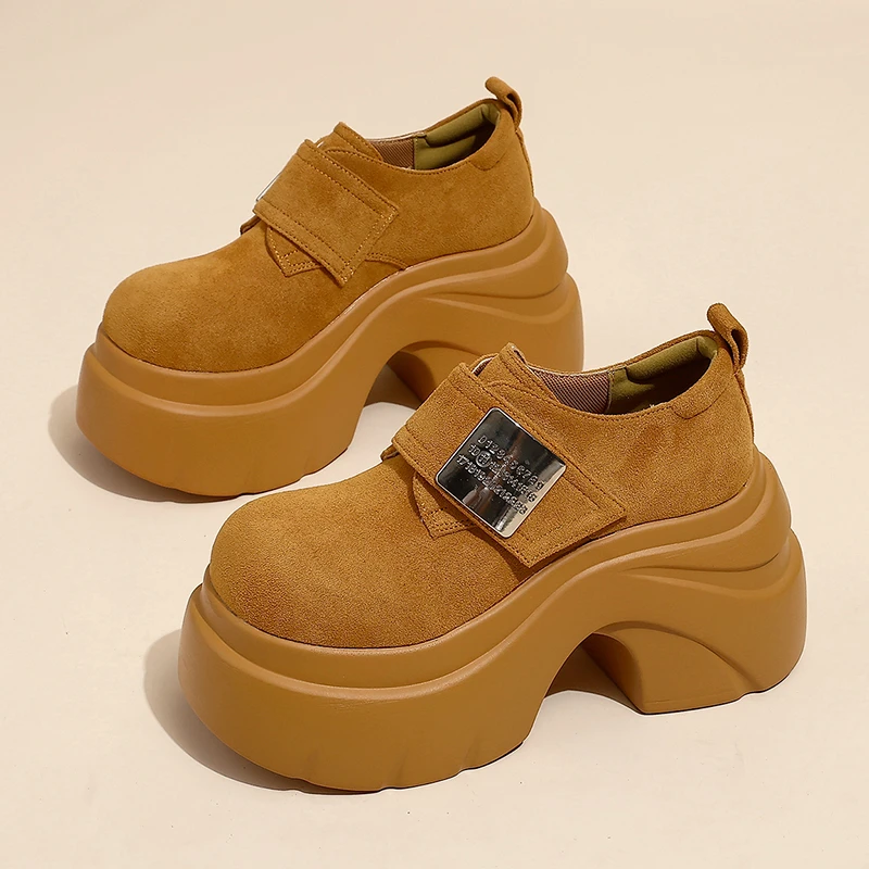 

9cm Platform Loafers for Women Microfiber Trend Thick Sole Suede Shoes for Women Fad Designer Wedge Casual Shoe Zapatos De Mujer