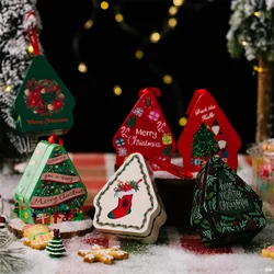 Christmas Tin Gift Box Cartoon Printed Tinplate Boxes Square Candy Storage Containers for Holiday Xmas Packaging Supplies