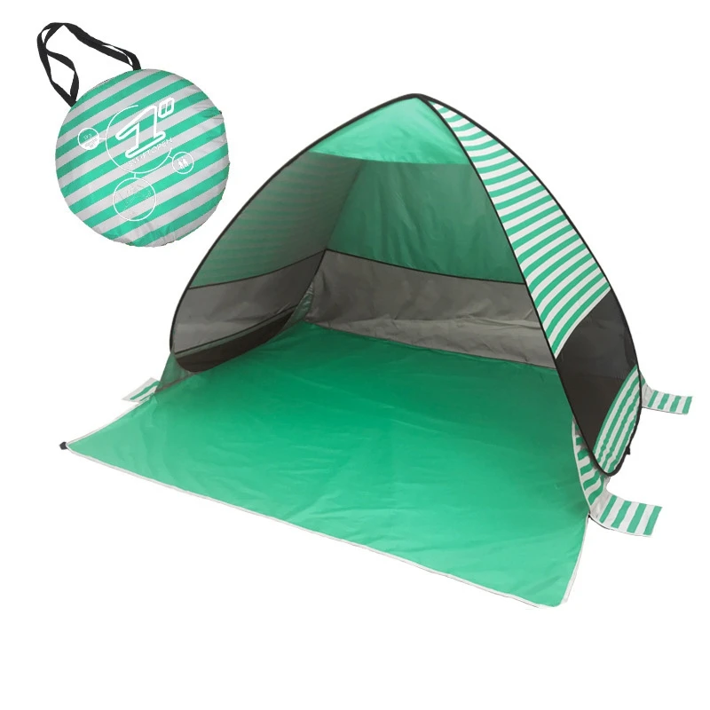 

Quick Open Fully Automatic Beach Tent, UV Protection Sunshade Pop Up Waterproof Silver Coated Steel Pole 200x165x130cm, 2Second