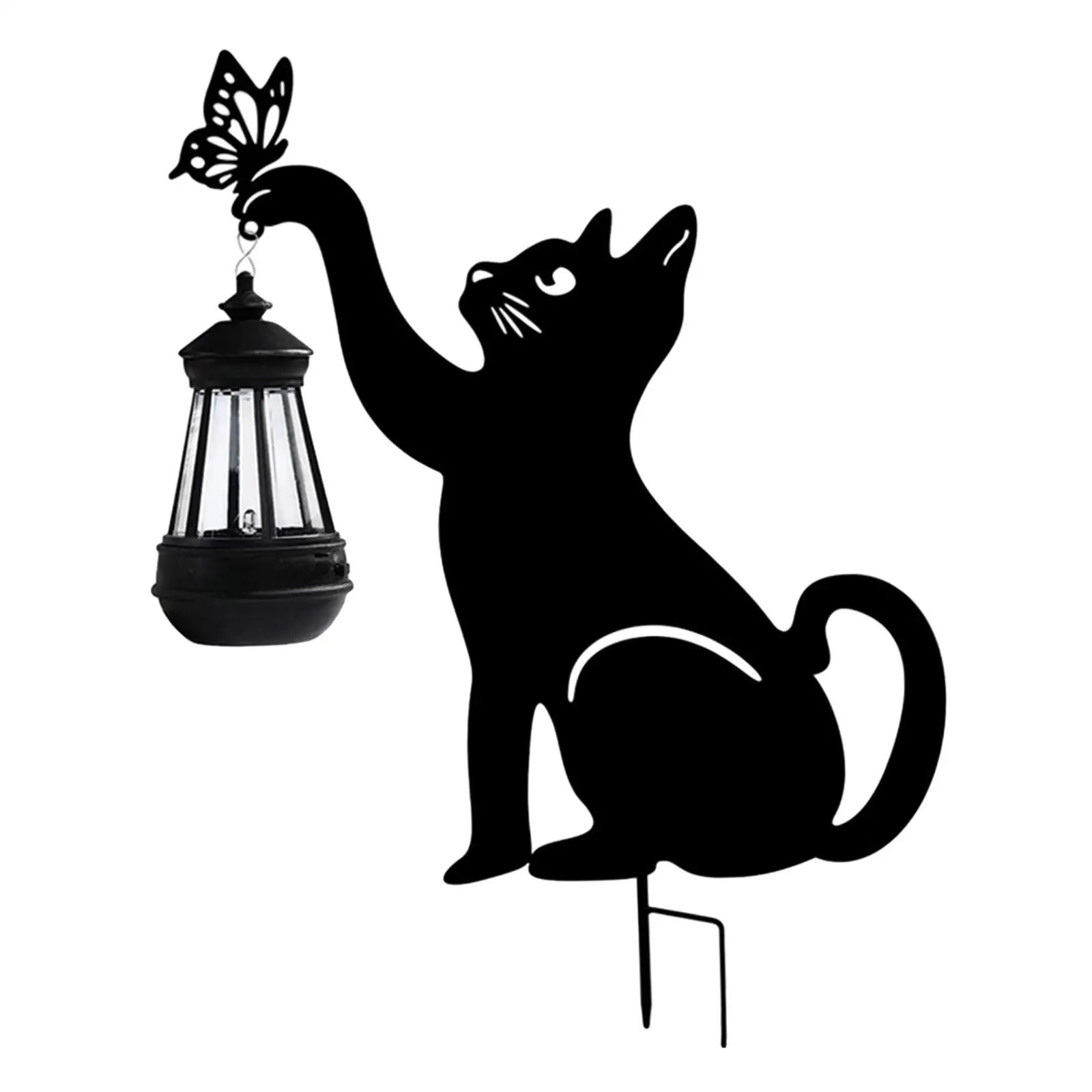 55cm Solar Garden Lanterns Black Cat Figurine Multipurpose Convenient Assemble Sturdy Decorative Waterproof for Yard Lawn Patio