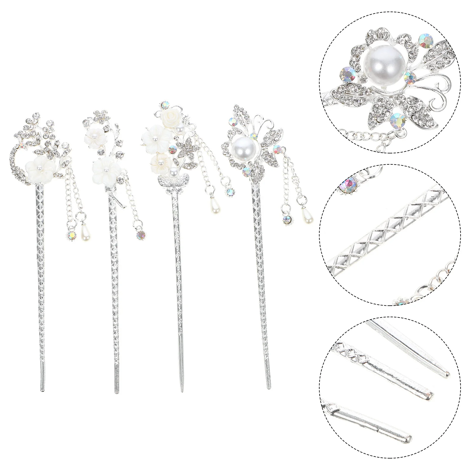 

4 шт., заколка для волос с кисточками и цветком в стиле ретро, палочка для волос в китайском стиле, элегантный головной убор для повседневного украшения и реквизита для фотографий