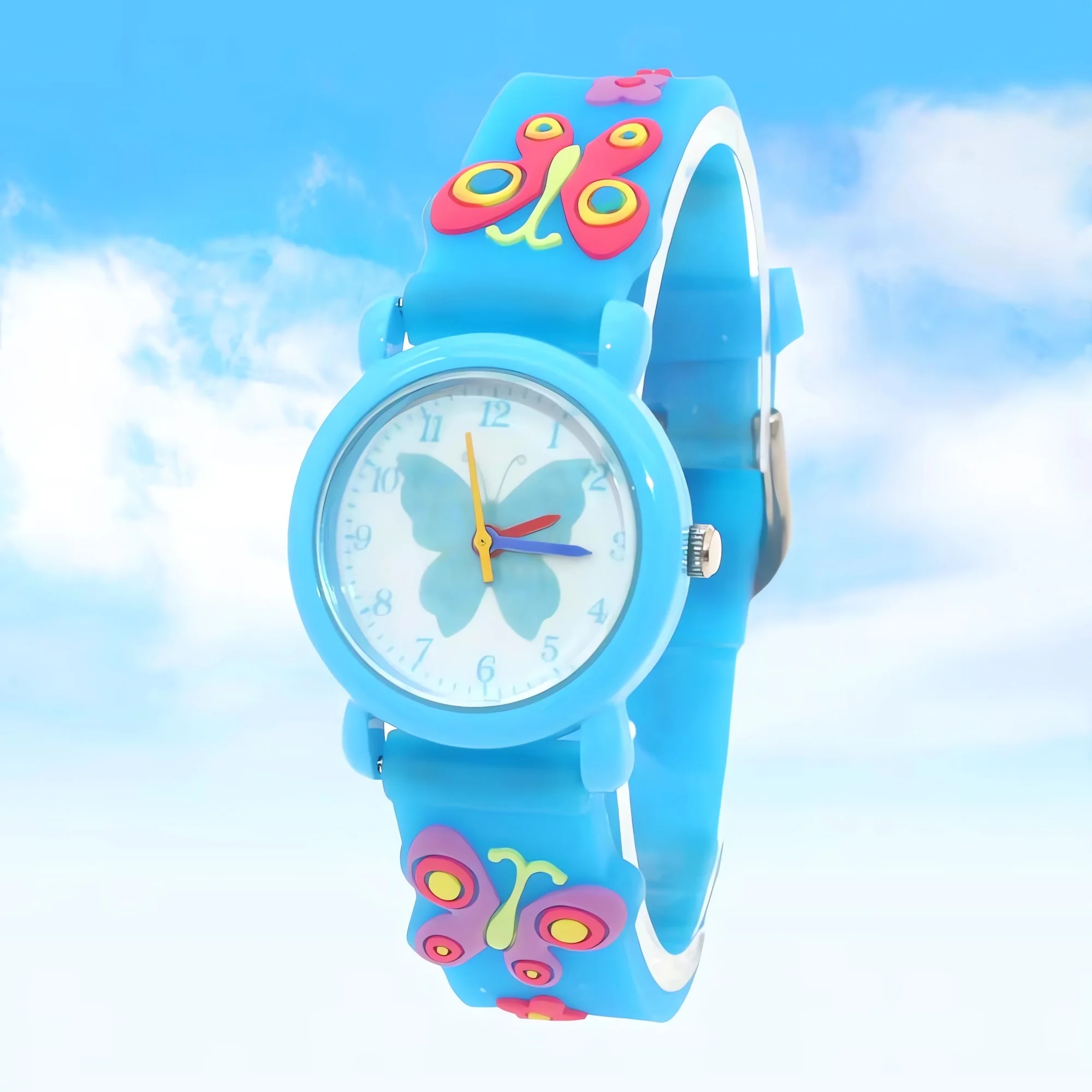 

2025 Children's Waterproof Watch Pink Girl Student Timepiece with Butterfly Silicone Strap Kids Wristwatch