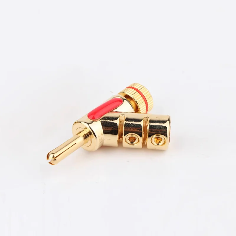 8Pcs/4Pairs Banana Plug Hi-End Copper For 4mm Head Self-Locking Speaker Connector Audio Amplifier Y-Shaped Gun Type Adapter Gold