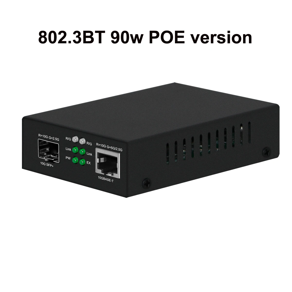 10Gbps glasvezel media converter 802.3at/bt POE max 90w 10Gbe glasvezel converter