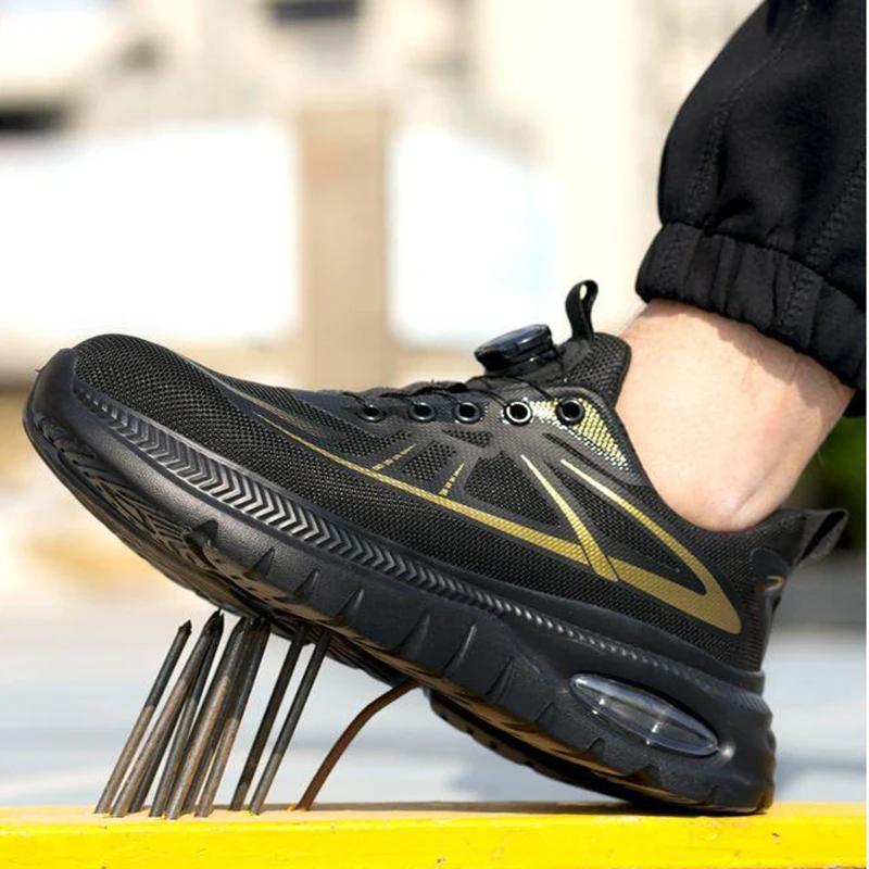 Men's Protection Shoes Shock-absorbing Air Cushion Sole Anti Smashing Anti Piercing Safety Shoes Lightweight Wear-resistant
