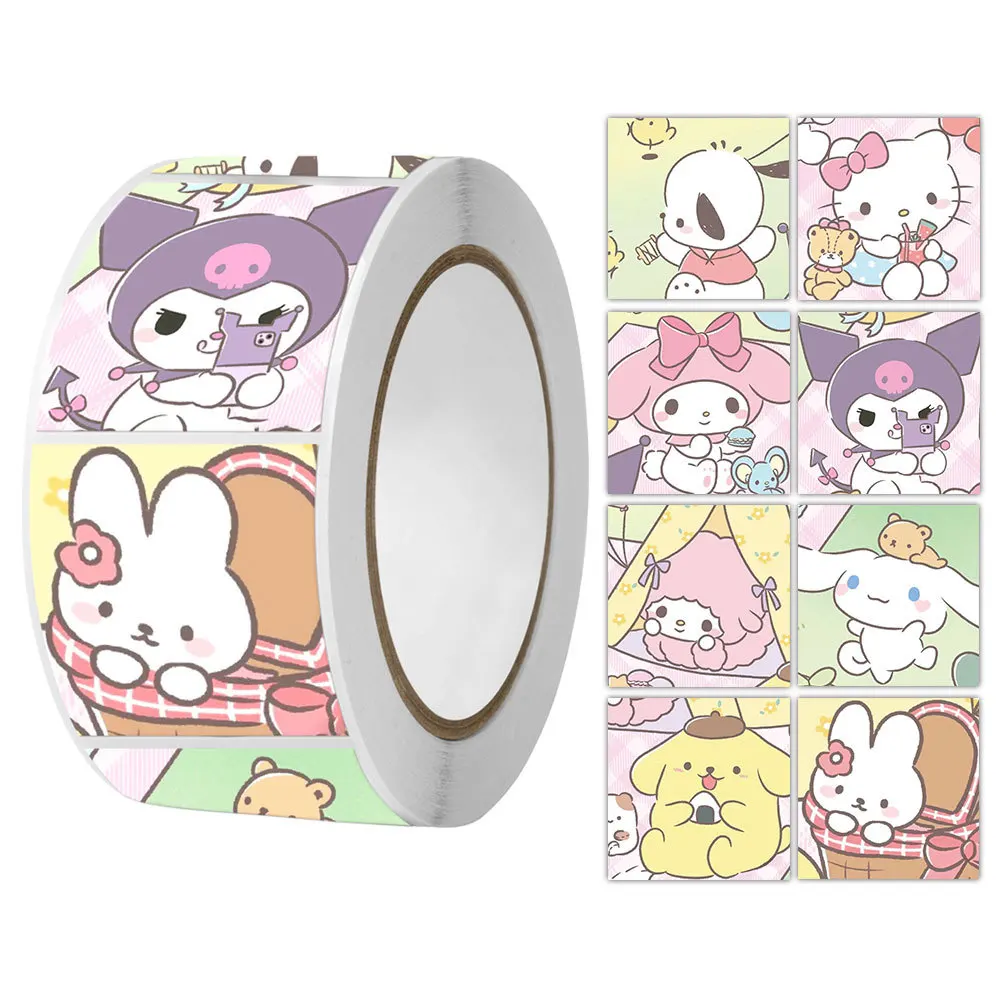 500Pcs Sanrio Kuromi Hellokitty Melody Kawaii Sticker Anime Cartoon Cinnamoroll Cute Seal Sticker Birthday Festival Reward Gift