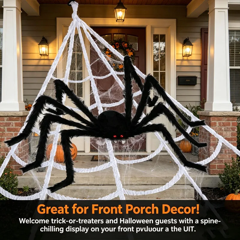 Black Soft Plush Spider Halloween Day of Dead Ghost Festival Garden Bar Decoration Accessory