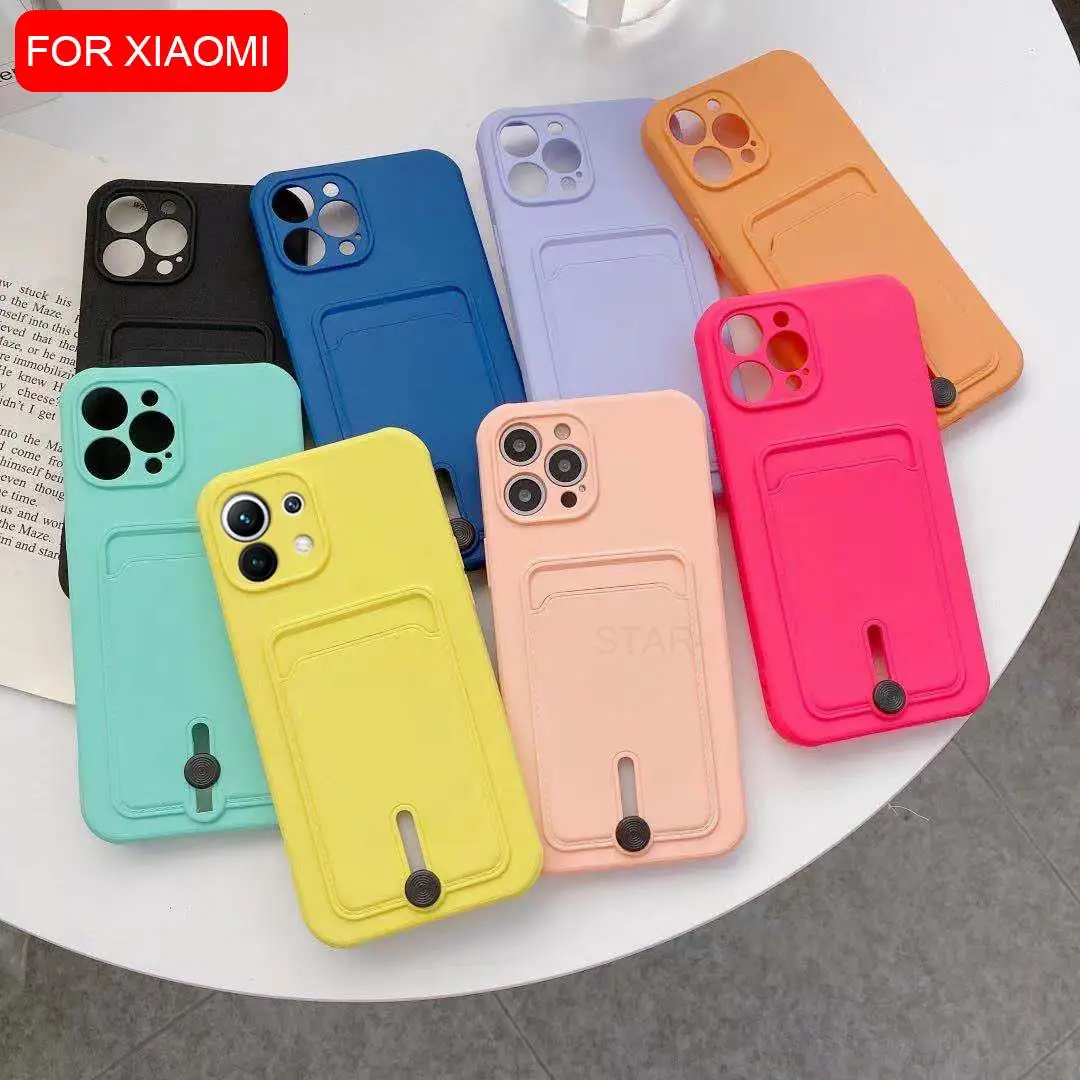 Card Holder Slot Liquid Silicone Case For Xiaomi Mi 11 Lite 5g Ne Mi11 11lite 4g 10t Pro 11i Shockproof Cover Xiaomi11 Mi11lite